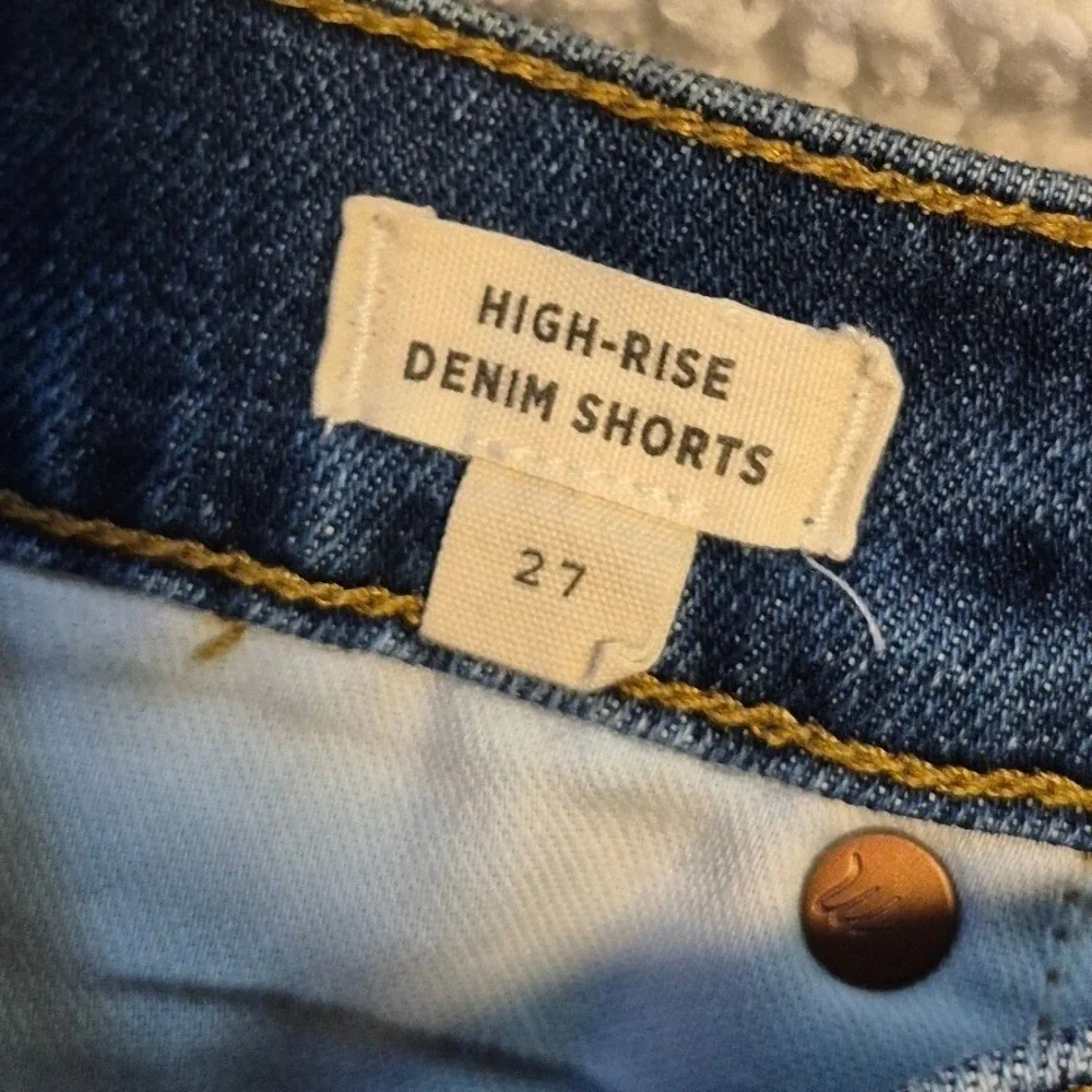 Madewell High-Rise Denim Shorts Medium Wash Blue Frayed Hem Size 27